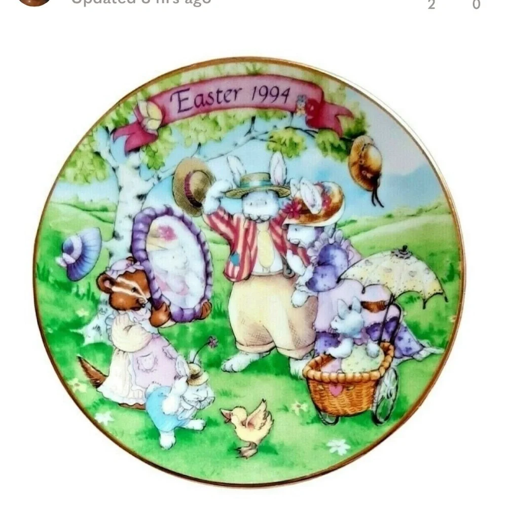 Avon Vintage Set of 2: Easter Parade 1993 Plate & All Dressed Up Easter Plate